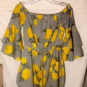 Yellow rose off the shoulder shirt  by blush
